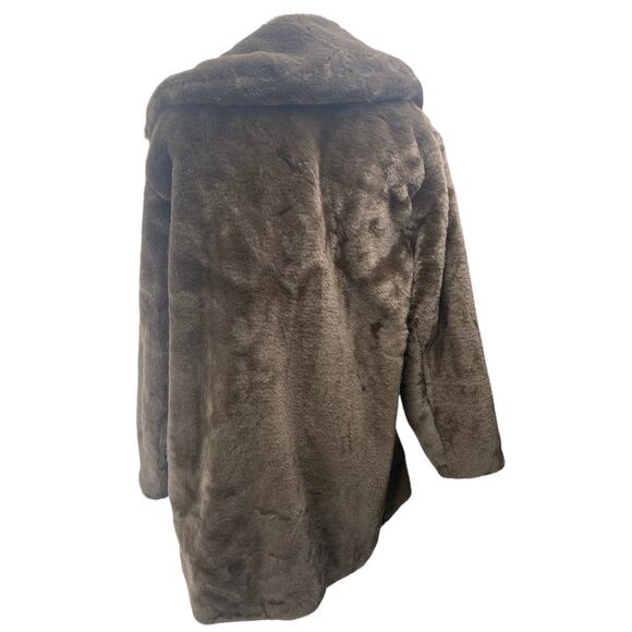 Lamarque Brown Fleece Faux Fur Long Sleeve Sweater Teddy Coat Jacket Size M - Picture 2 of 5